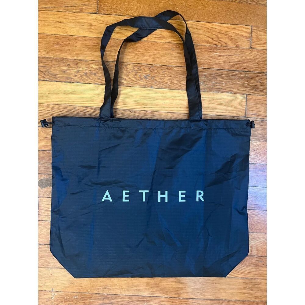 AETHER Packable Drawstring Tote Bag – Black